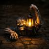 Lighted Zombie Lantern Statues Halloween Creepy Zombie/Skeleton Statue, Resin Horror Figurine Decor, Light Up Ornaments Holding Ornament for