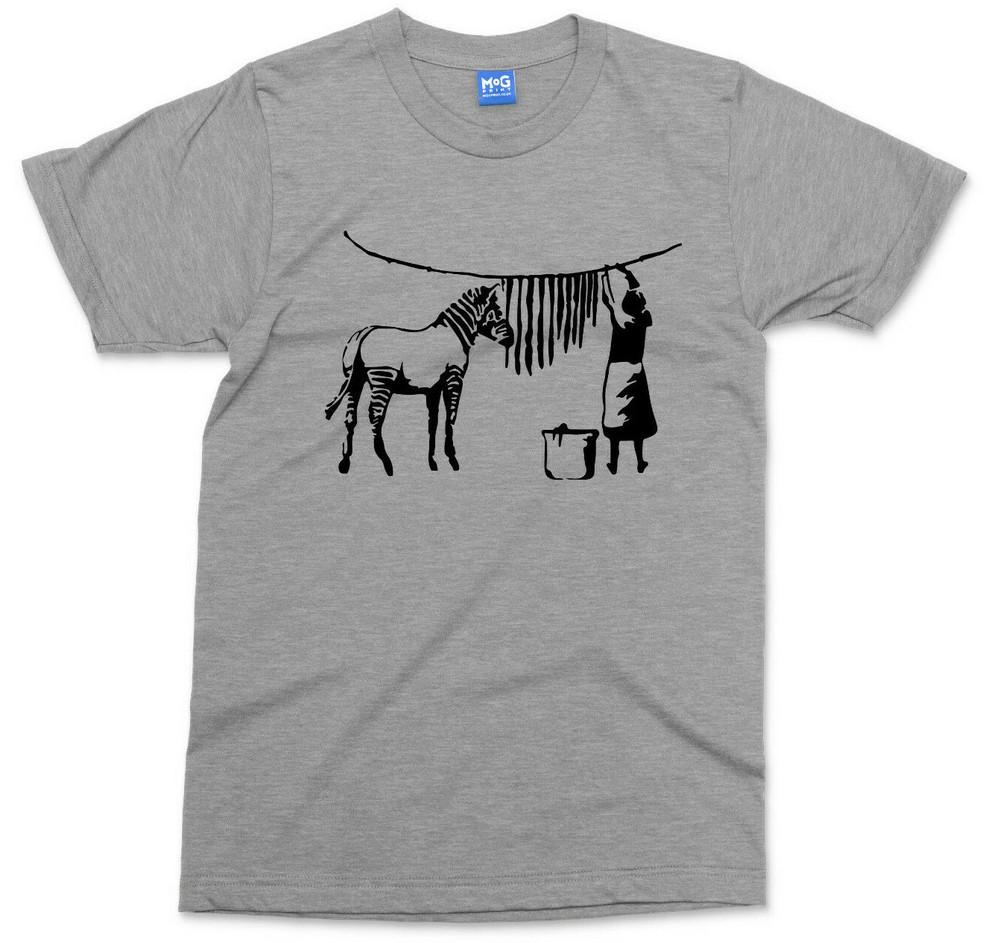 Banksy Zebra Art T-shirt Vintage Graffiti Artist Painting Fashion Gift Tee Shirt