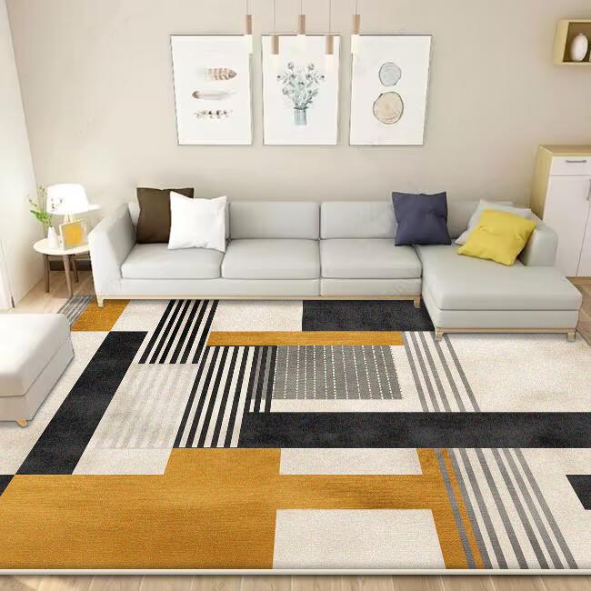 Желтый Геометрический Ковер для Гостиной Современный Роскошный Декор Домашние Ковры для Спальни Большого Размера Нескользящий Легко Чистящийся Напольный Коврик 60x90cm