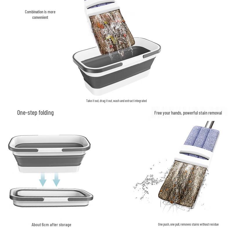 MDNG Hands-Free Flat Mop & Foldable Bucket Set