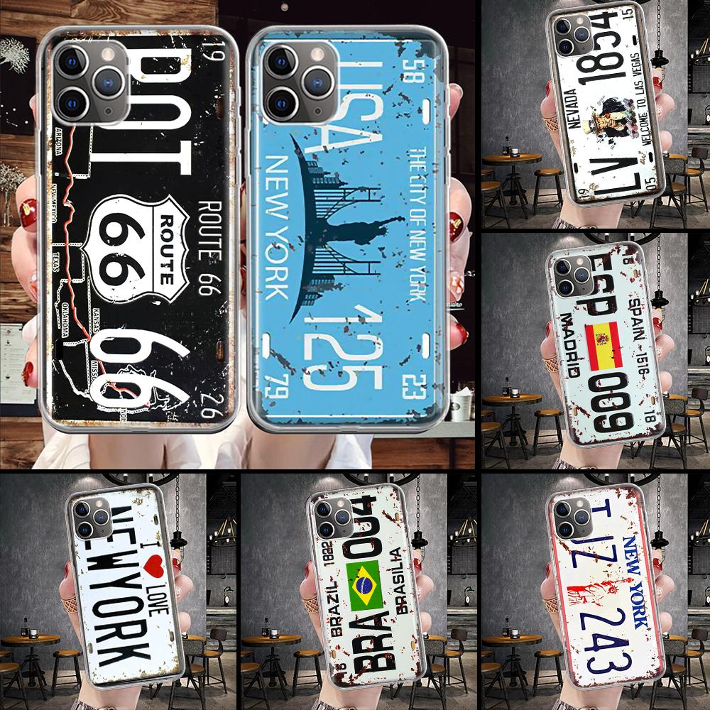 License New York Plate Number Soft Phone Case For IPhone 11 17 Air 16E 16 Pro Max 15 + 14 Plus 13 Mini 12 Apple 7 SE 8 Fundas Co