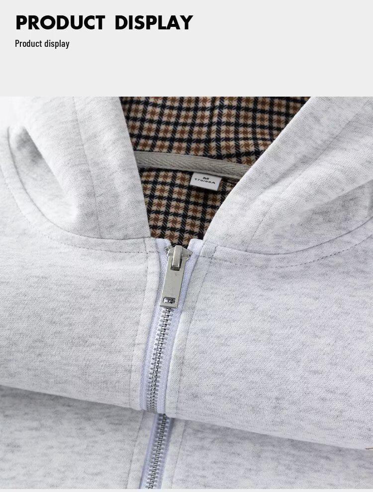 Herren Übergröße Kapuzen-Strickjacke mit Doppelreißverschluss