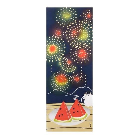 Hamamonyo Tenugui Towel: Watermelon Fireworks