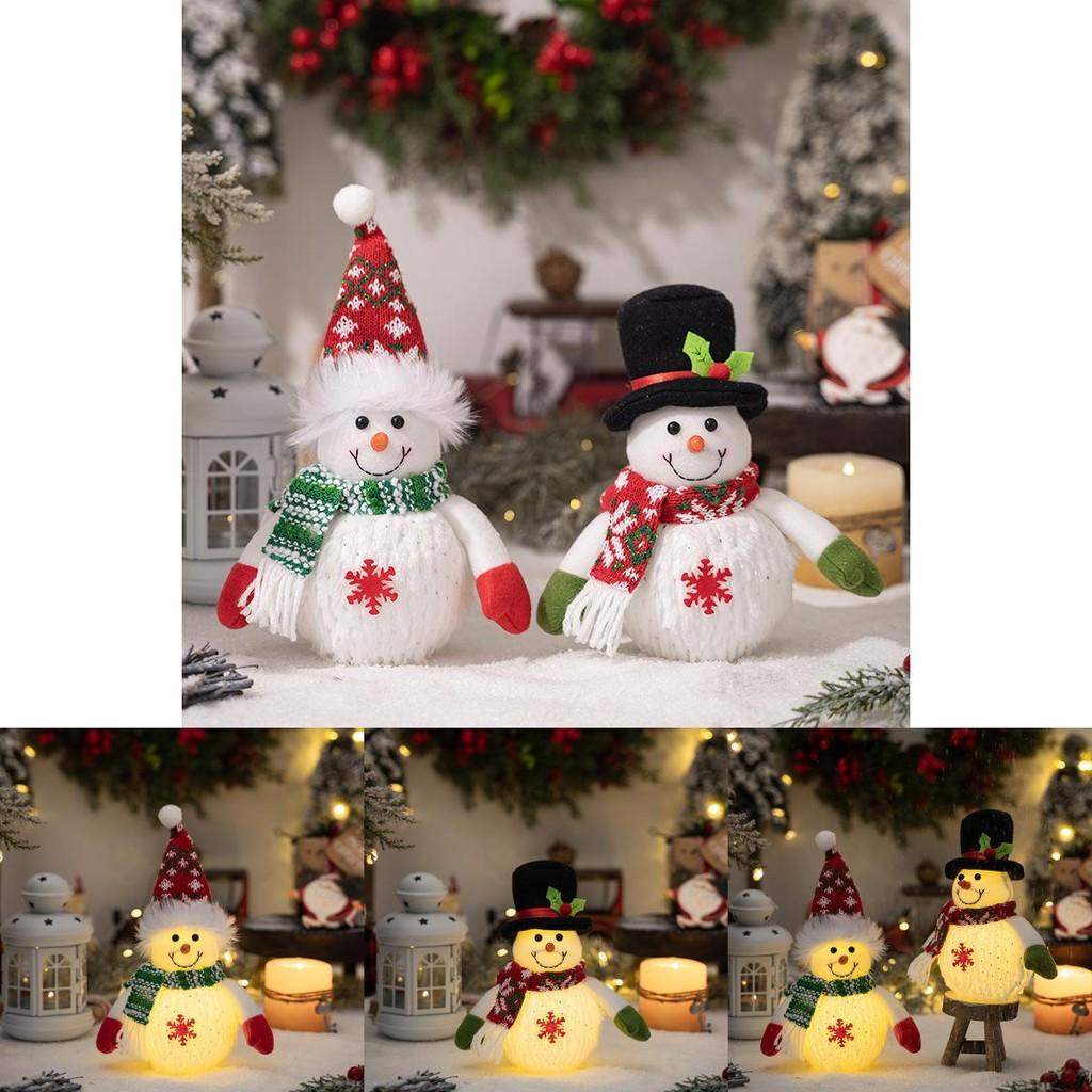 Charming Snowman Plush Figure With Magical Led Lights For Holiday Decoration Gifts And