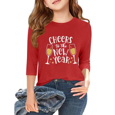 Barne 3/4-ermet Independence Day-trykket rund hals avslappet t-skjorte