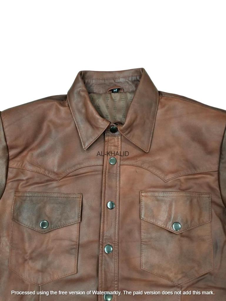 Party Stylish Real Handmade Ανδρικό Πουκάμισο Καφέ Επίσημο Casual 100% Lambskin Leather