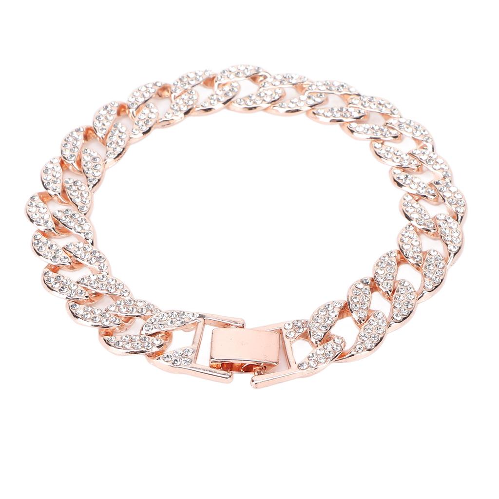 10 tommer cubansk lenke kjede mote langvarig fargebevaring murstein hip hop armbånd roségull