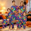 Family Matching Halloween Printed Pajama Set Long Sleeve Top and Pants for Holiday Loungewear