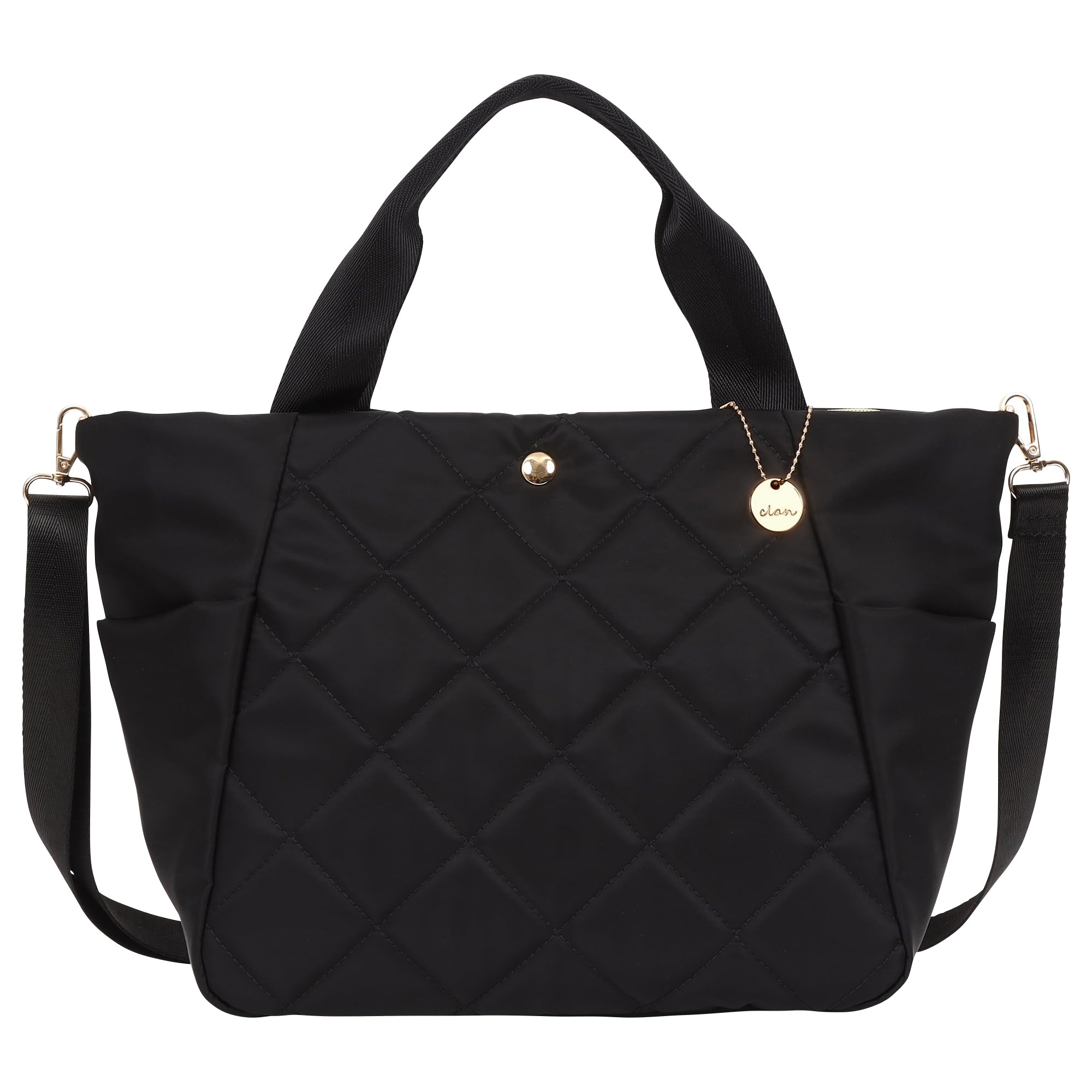 

Nylon bag for tote large PC shoulder with water repellent [Clan] women, bag, A4, 2-way, capacity, lightweight, storage, bag, crossbody, zipper, чёрный