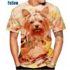Cute Pet Dog Yorkshire Terrier 3D Printed Men's Summer Fashion Casual T-shirts Funny Round Neck Short Sleeve Tops