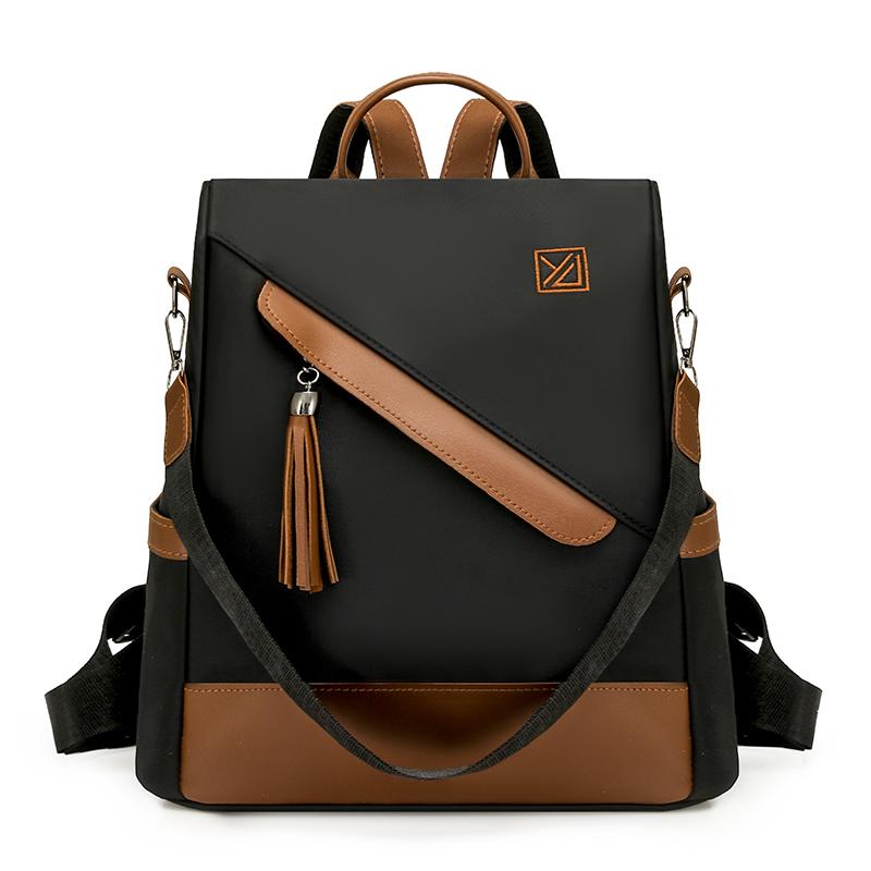 

Women s Nylon Backpack Large Capacity Anti-Theft Backpack Multifunctional Shoulder Bag чёрный