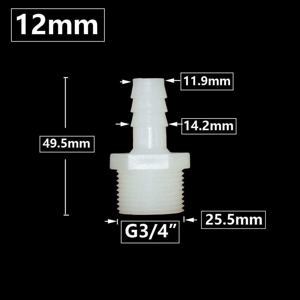 3/4 Inch Thread To Barb 10/12/14/16/18/20/25mm Plastic Hose Connector Hose Fitting Drip Irrigation System Pipe Coupler