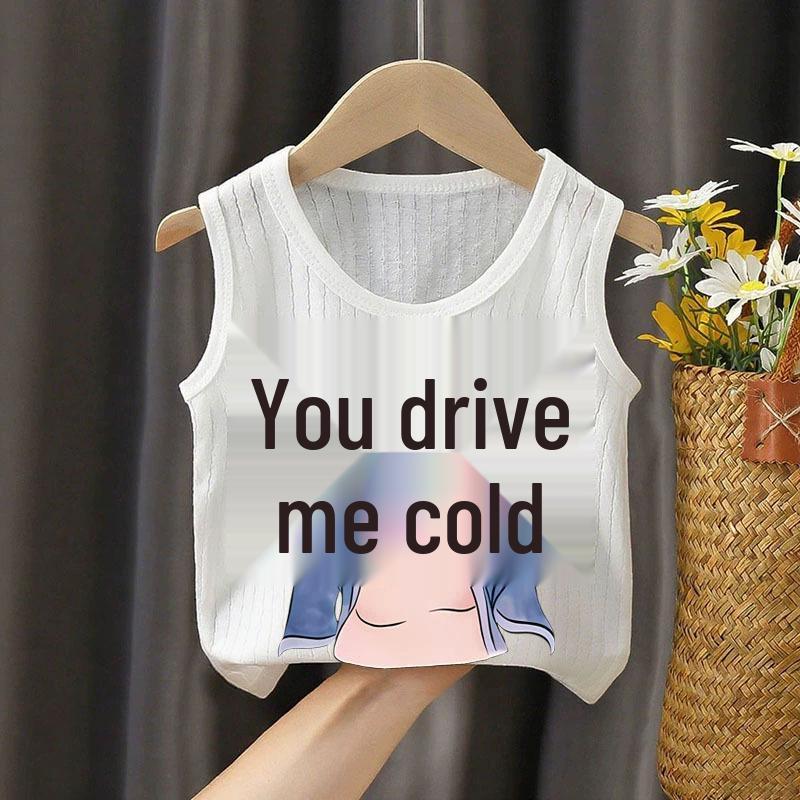 Children's Sleeveless Cotton Base Layer T-Shirt - Stylish White Vest for Boys and Girls