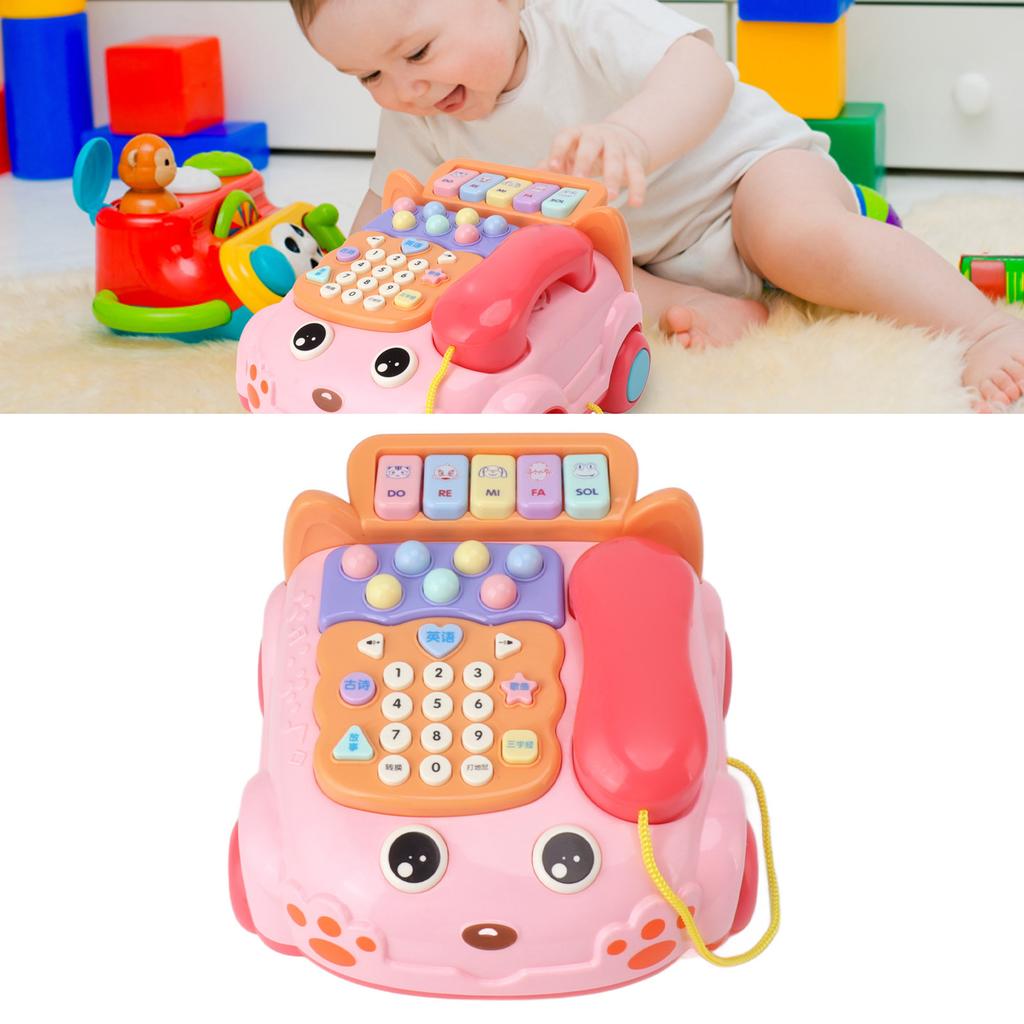 Baby Phone Toy Cartoon with Music Light Children Kids Pretend Phone Parent Child Interactive Educationcal Chinese English Bilingual Toy
