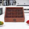 Wooden Spice Box With 9 Partitions & Spoon, Spice Container For Kitchen, Masala Dabba, Namakdani For Kitchen, Wooden Masala Box,