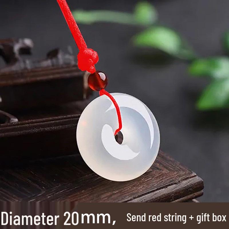 Icy White Chalcedony Pi Xiu Pendant - Unisex Crystal Jade Agate Jewelry