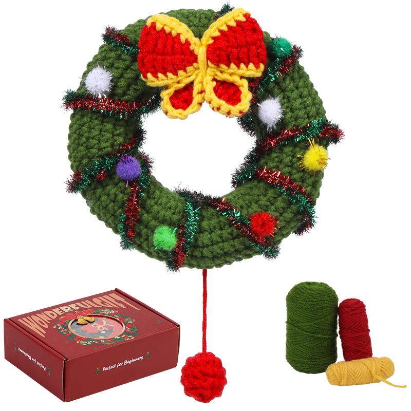 

Рождественский набор для вязания крючком для начинающих, набор для начинающих, полный набор для вязания крючком для взрослых с крючками, пряжа для подарка своими руками