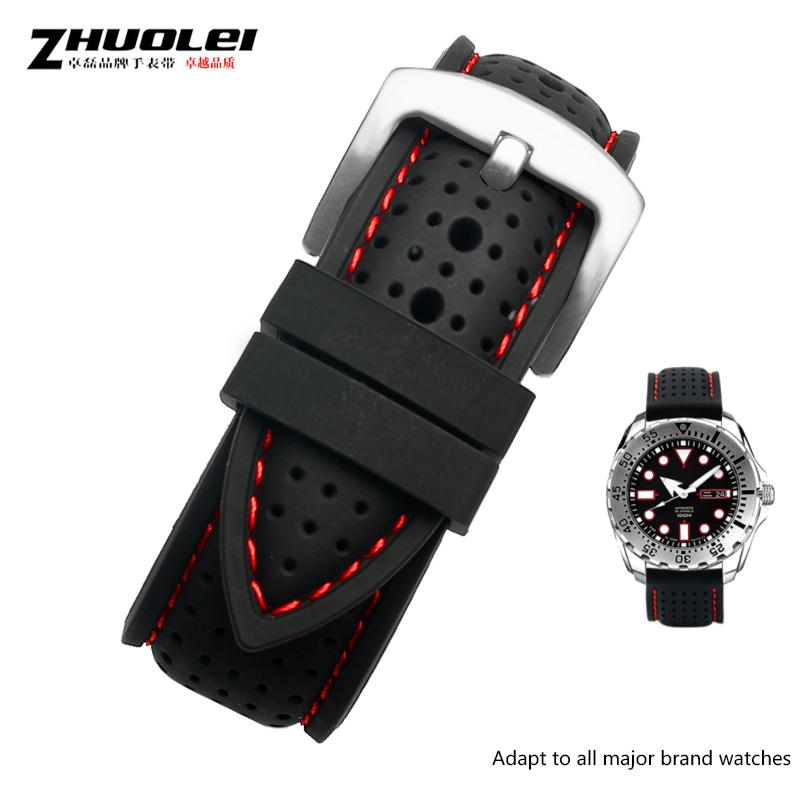 Neues atmungsaktives Silikon-Sportarmband für hua-wei Sam-sung Armband 20mm 22mm Gummiband für Mido- T-issot O-mega Zubehör