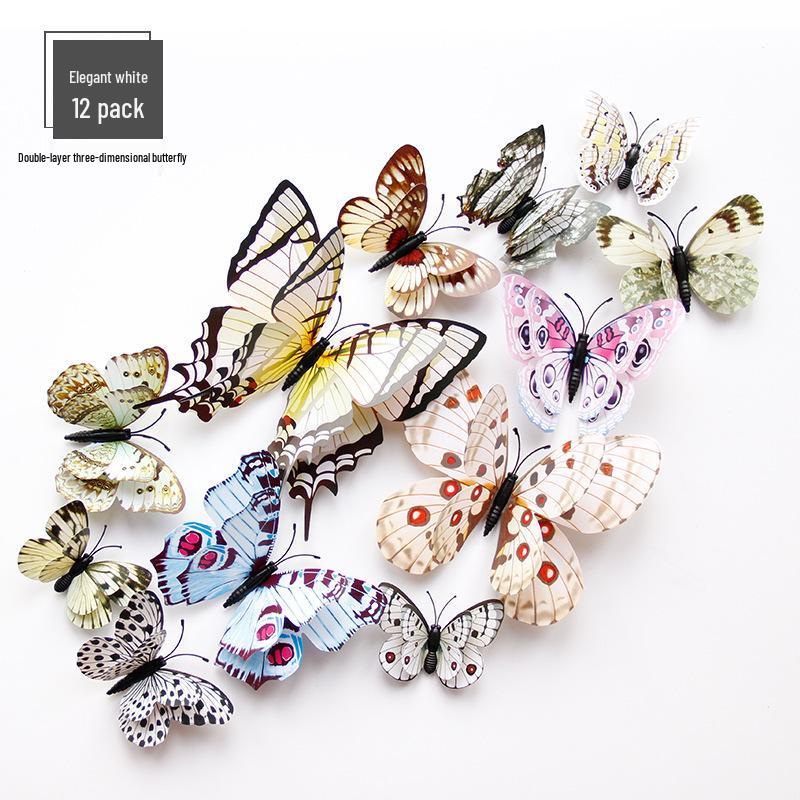 3D Colorful Double-Layer Butterfly Wall Sticker - Self-Adhesive Home Decor