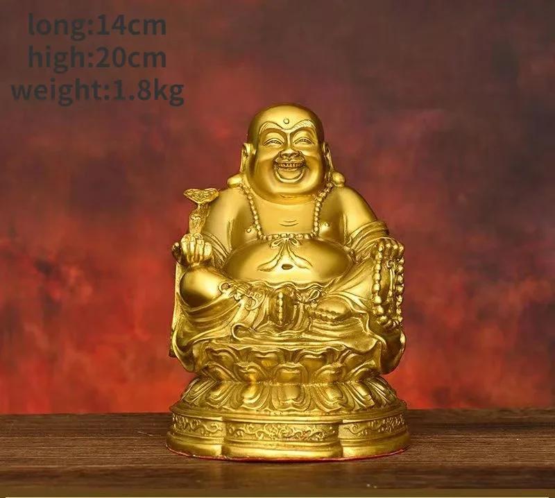 Copper Maitreya Big Belly Laughing Buddha Attracting Wealth Household Offerings Statue