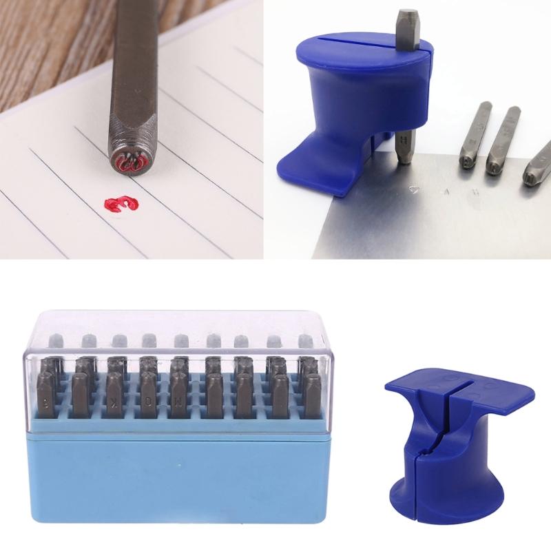 Zuverlässiger Stempelhalter Zahlen- und Buchstaben-Schlagstempelset Praktisches Druckwerkzeug-Zubehör für Schmuckherstellung und Handwerk