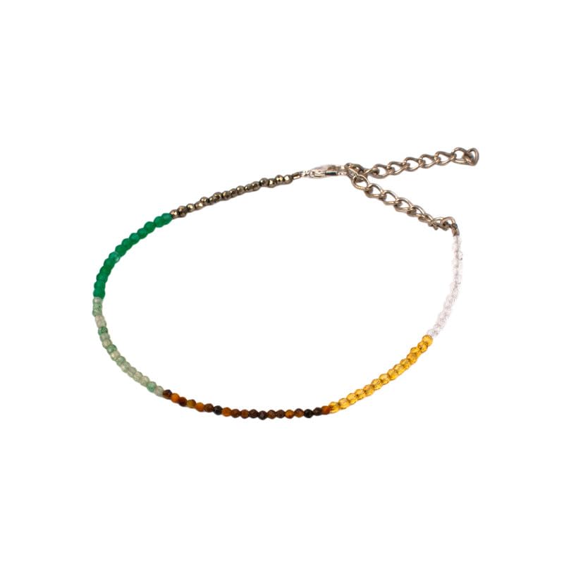 Astrotalk Dhan Yog Anklet | Pyrite, Jade, Tiger Eye, Citrine, Clear Quartz, Green Aventurine Bracelet for Wealth, Prospe