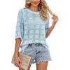 Neuer Sommer Damen Rundhals Hohl Sonnenschutzkleidung Gestrickter Pullover Bluse