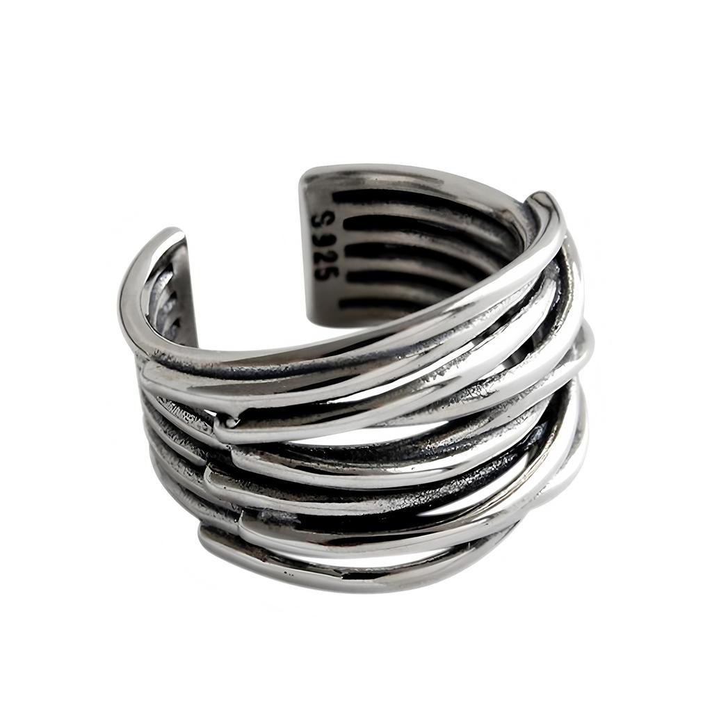 925 Silber Liebesherz Ring für Damen Mädchen Geschenk Linie Perle Koreanischer Süßer Schmuck Geburtstagsgeschenk
