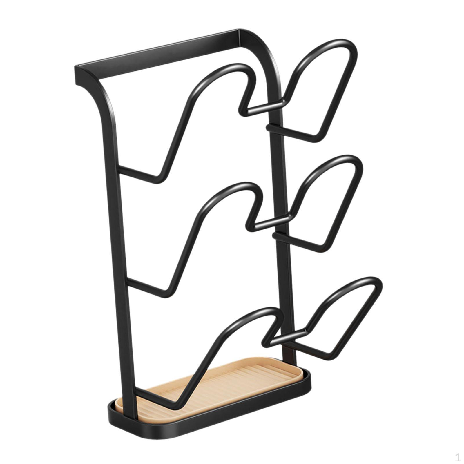 

Тримач для кришки каструлі Кришка з вуглецевої сталі Стійка для зберігання Легко встановлюється Настінне кріплення для кухонного посуду 3 Tier чорний