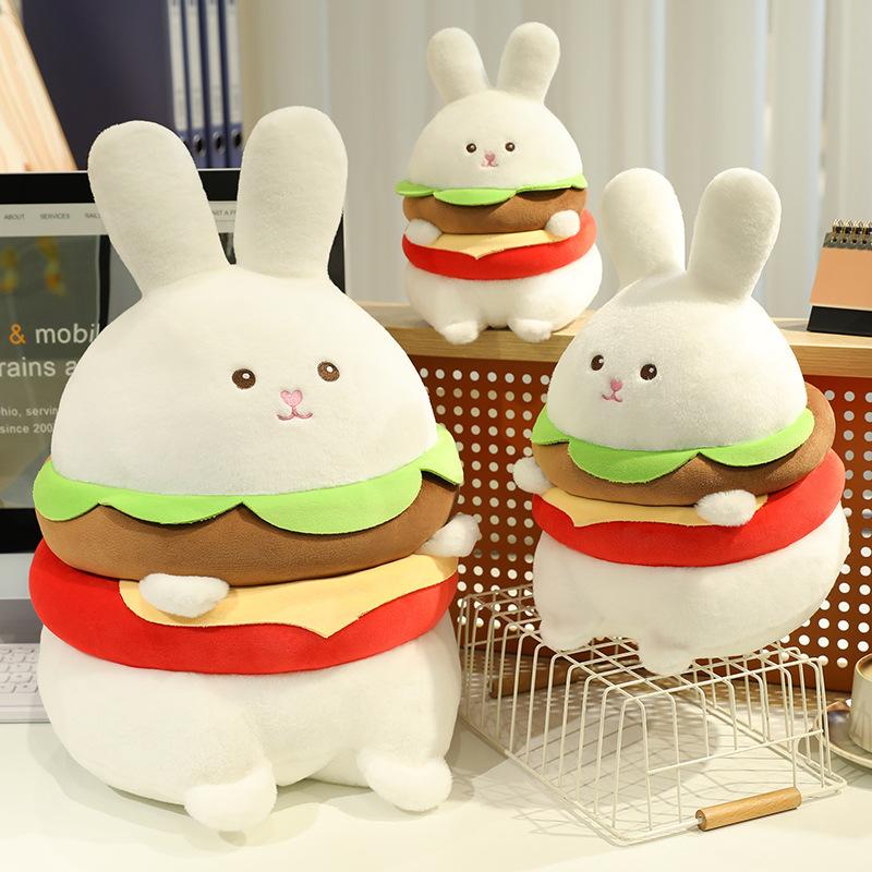 Creative Soft Burger Rabbit Doll Plush Toy Little White Rabbit Doll Children's Soothing Ragdoll Birthday Gift