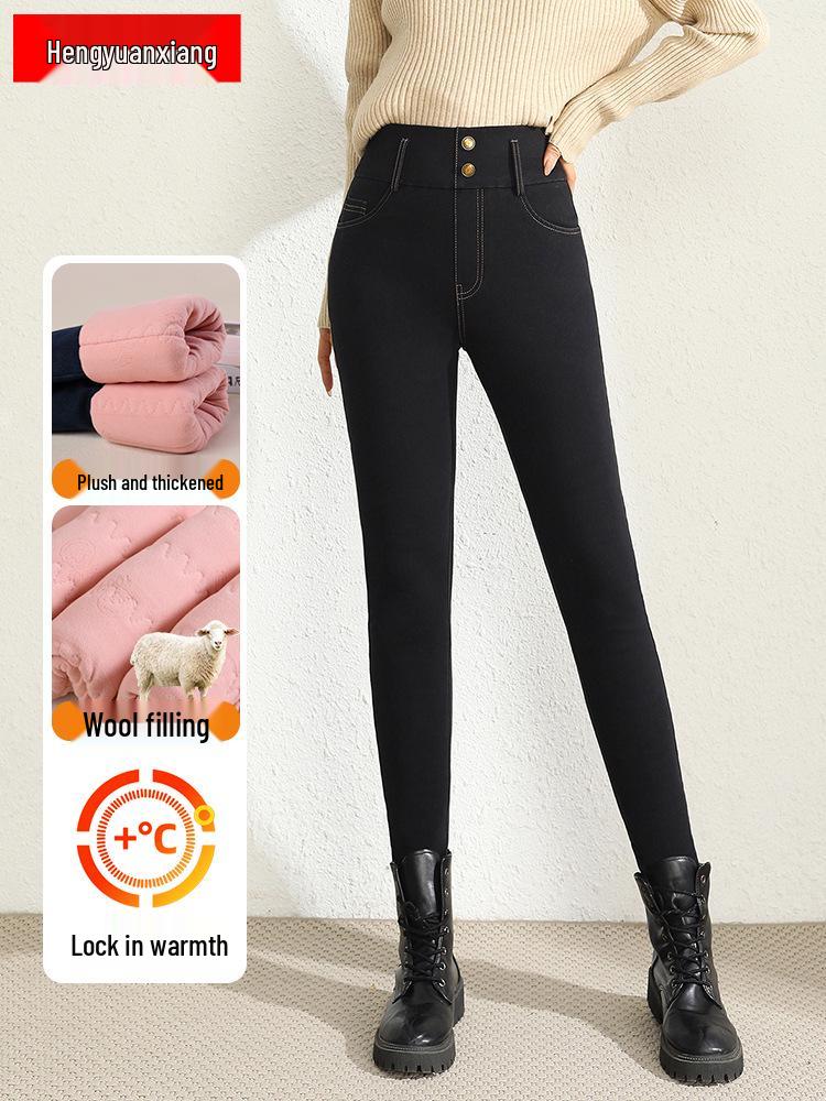 2024 Women s Winter High Waist Slimming Velvet Jeans - Thickened, Warm, and Skinny Fit. XL