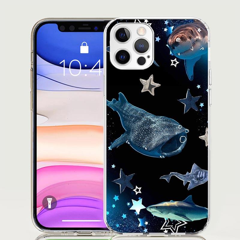 Ocean Whale Shark Phone Case For iPhone 17 Air 16 15 Plus 11 14 Pro Max 13 Mini 12 7 8 + SE Pattern Art Customized Cover 17 Air