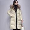Snow Winter Girls Down Jacket Hooded Big Fur Collar Medium and Long Jacket Fashion Glossy Duck Down Top