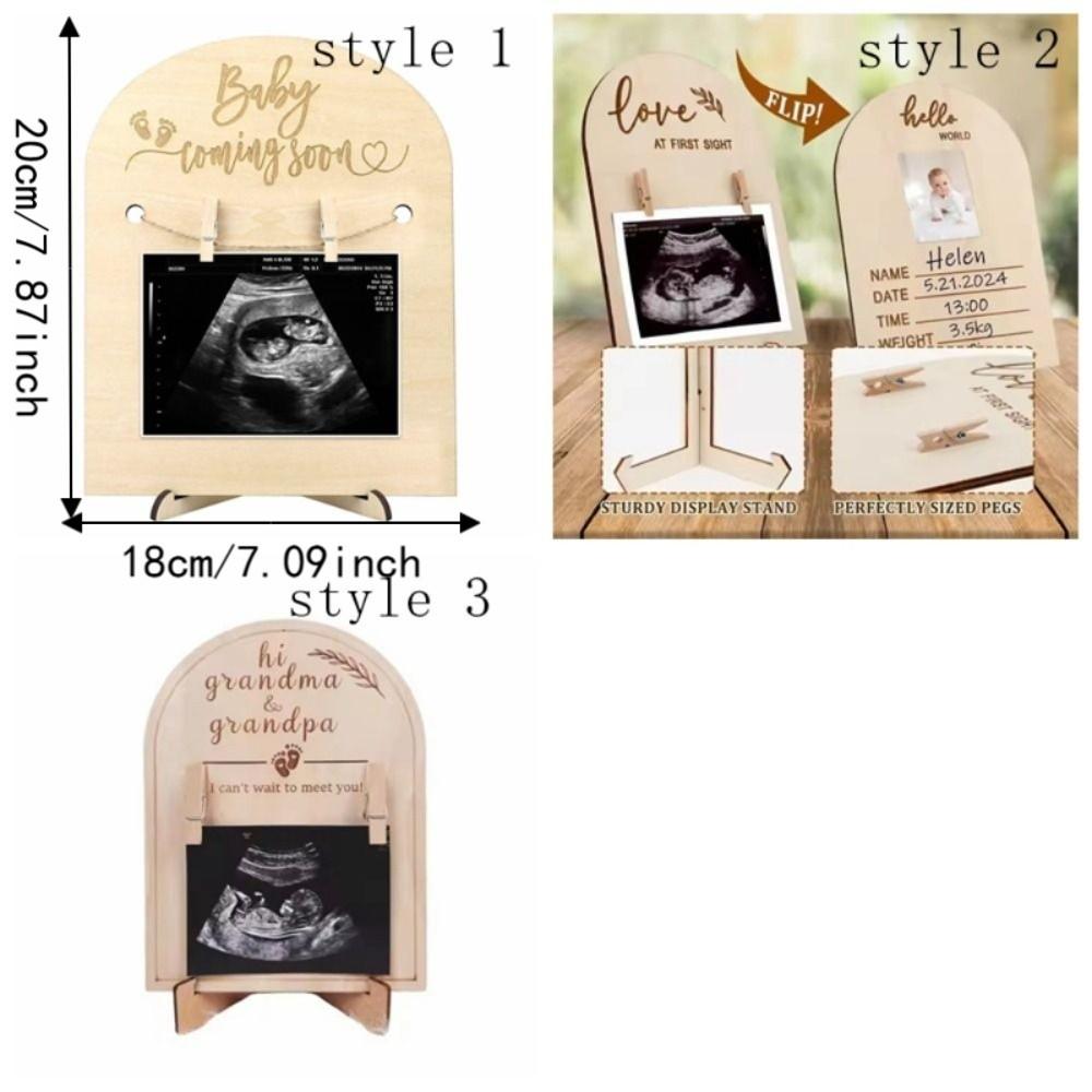 Wooden Stands Sonogram Picture Frame Rustic Pregnancy Gift Frame Newborn Birth