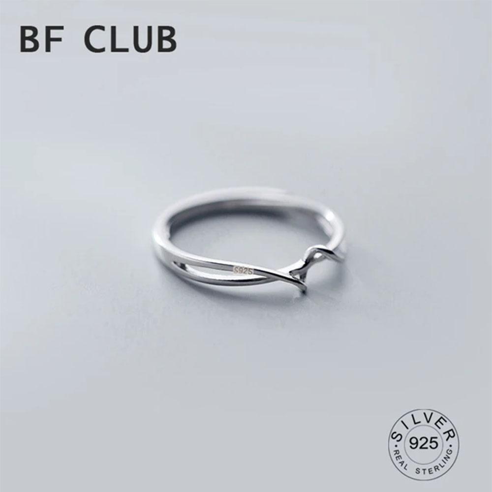 

100% Solid BFCLUB Silver Color Twist Open Rings For Women Men Vintage Retro Anillos Party Gifts Accessories