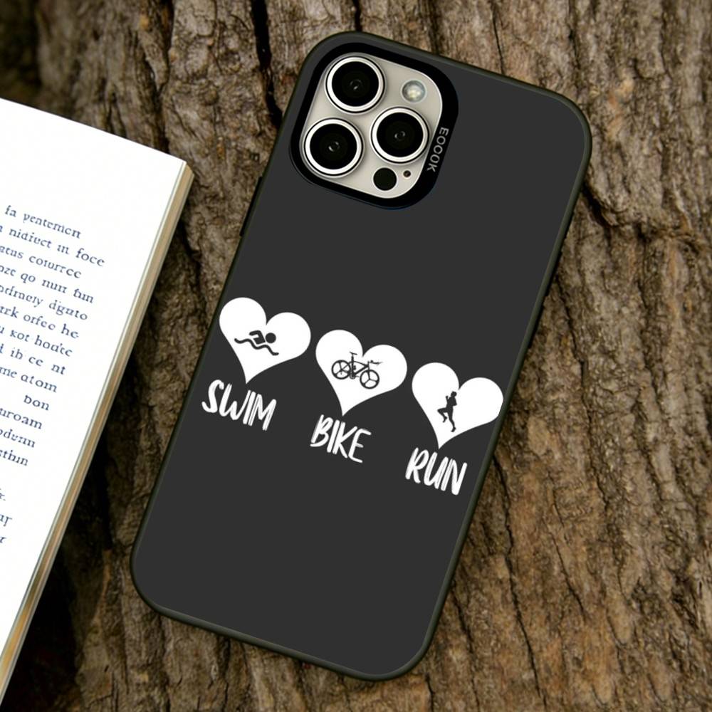 

Triathlon Swim Bike Run Phone Case For iPhone 17,16,15,14,13,12,11 Plus,Pro Max,XS,Colorful Silver Black Cover iPhone17ProMax