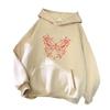 2025 Autumn New Women's Butterfly Print Casual Trend Versatile Velvet Hooded Cardigan Sweater Jacket