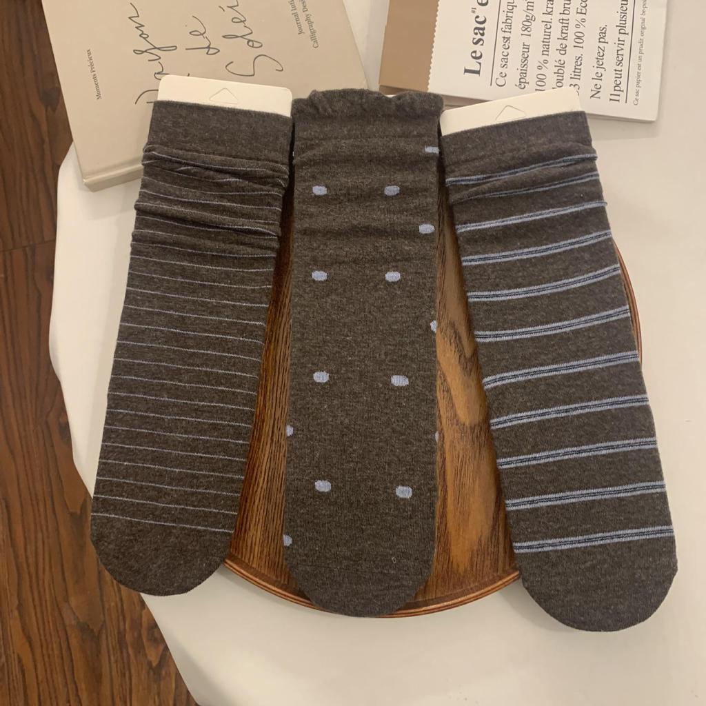 Women's 2025 Winter Wool Socks: Striped & Polka Dot, Plus Velvet, Thickened Mid-Calf Style.