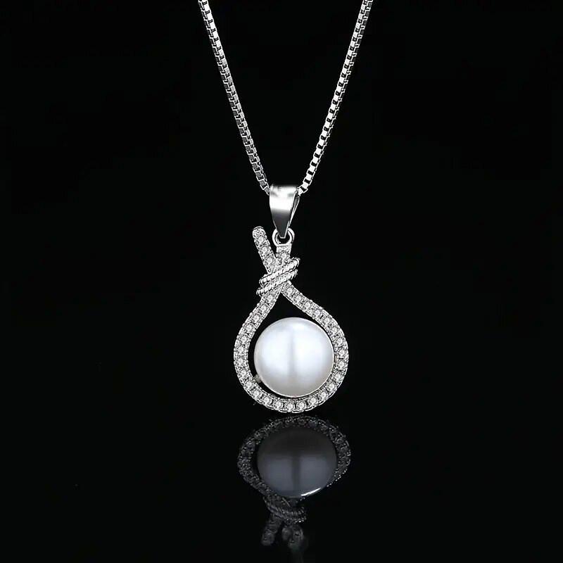925 Sterling Silver Pearl Pendant Necklace for Women Novel Design Bridal Wedding Accessories Party Gift Hot Trendy Jewelry
