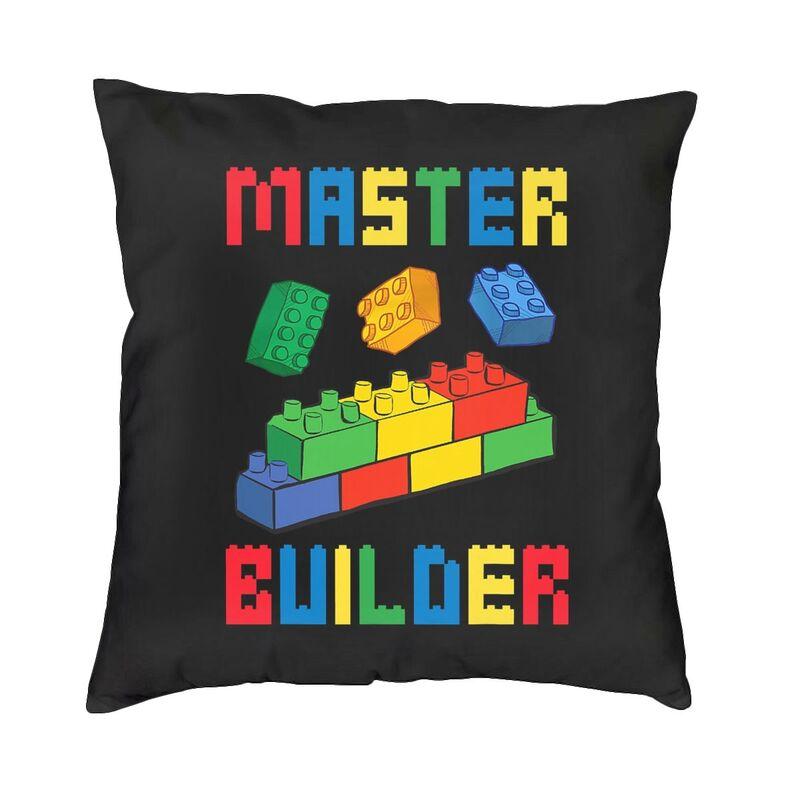Kids Cool Master Builder Block Building Square Throw Pillow Cover Decoration 3D Doublesided Printing Cushion Cover for Sofa 30x30cm 12x12in