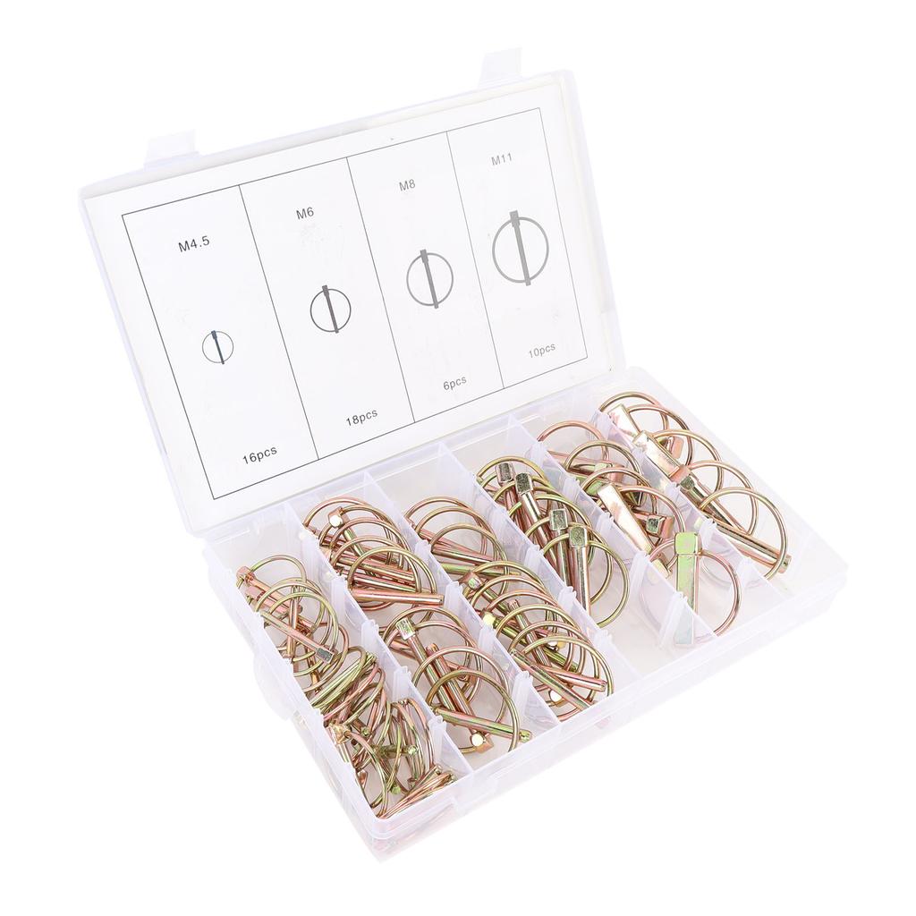 50PCS Trucks Pin Assortment Kit High Strength Steel M4.5 M6 M8 M11 Multi Size Heavy Duty Tractor Pins for Trailers