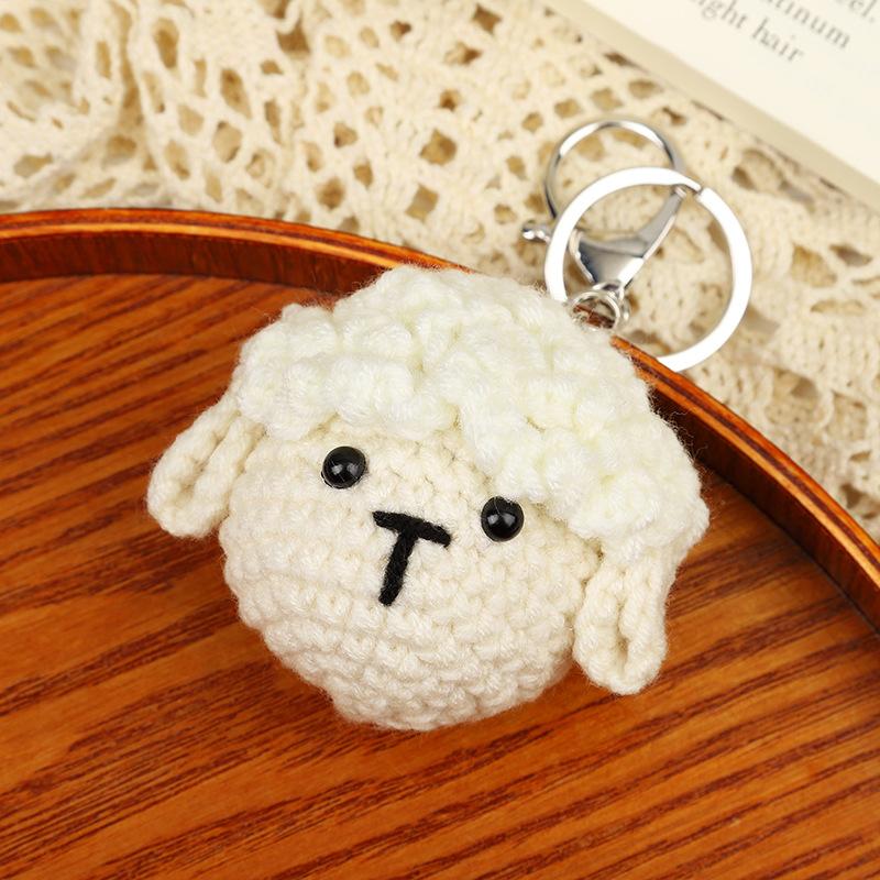 Creative Animals Keychain Hand Knitted Small Pendant Room Decor Handmade Wool Knitted Rabbit Sheep Keychain Christmas Gifts