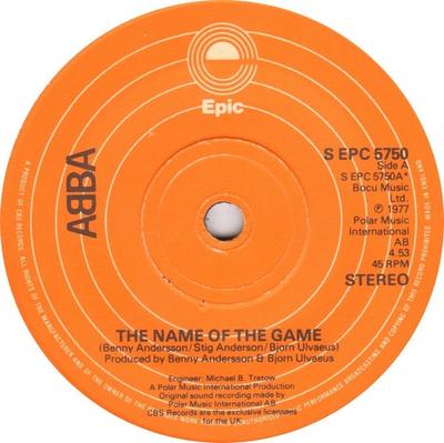 7inch Record ABBA - The Name Of The Game SEPC5750 Epic 1977 UK Pop Used