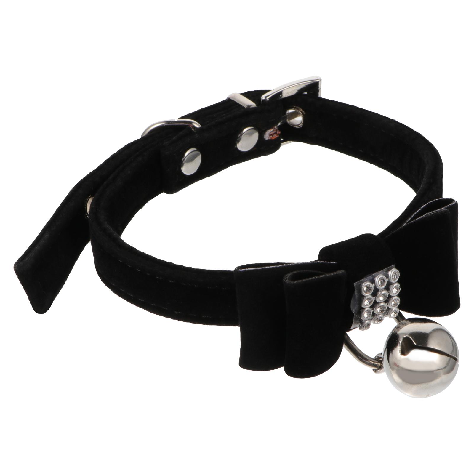 

Rhinestone Cat Dog Collar Adjustable Stylish Bell Charm for Puppy Kitten Holiday Party Daily Wearing Cat Collar чорний