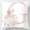 White Pink Alphabet Pillowcase Letter A-Z Flower Pillow Cover Sofa Cushion Cover Home Decor Pillow Cover