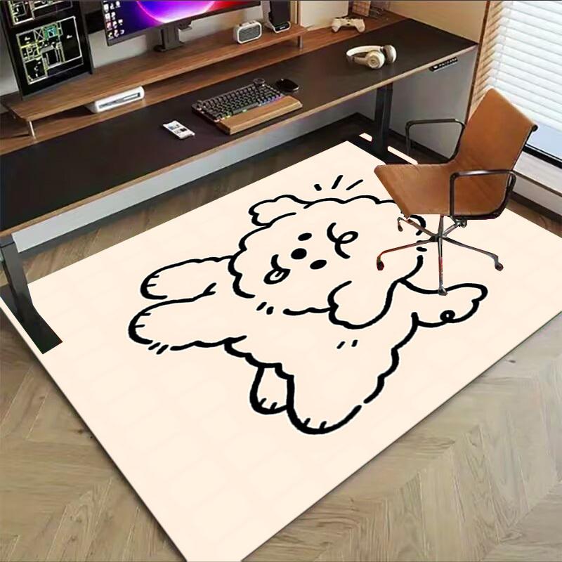 1PC dog poodle Non-Slip Floor Carpet Compatible for Office&Living Room&Bedroom&Dining room - Flat-Weave Machine-W280