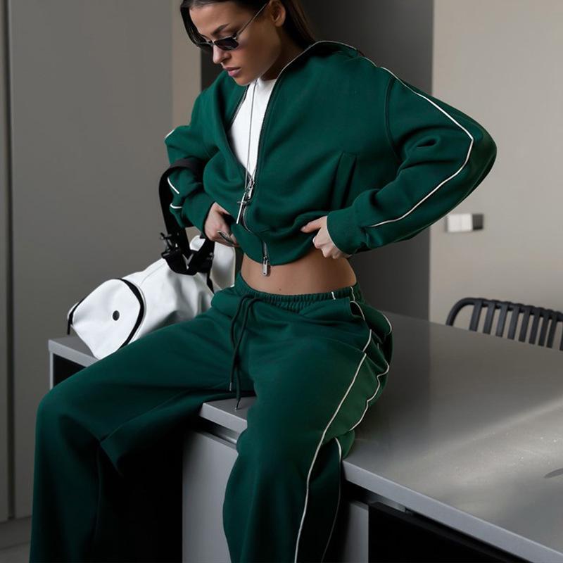 Women's Casual 2 Piece Outfits Zip Up Hoodie Sweatshirt and Drawstring Jogger Pants Set