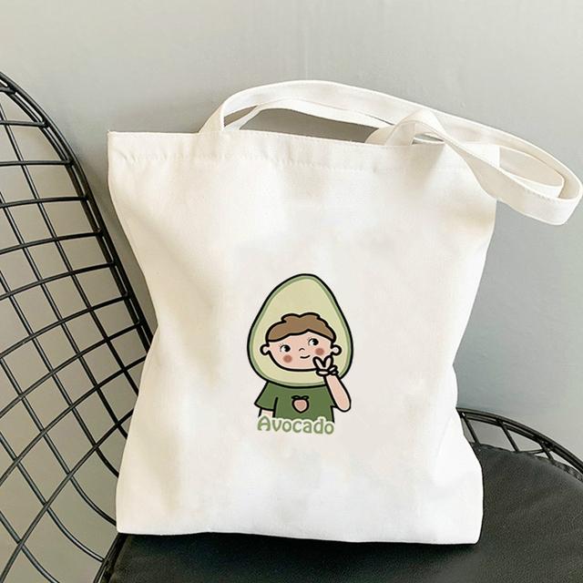 Avocado Bags 2021 Tote for Women Canvas Summer Shopper Bag Women's Handbag Designer Handbags Fabric Printed Shoping Anime Woman