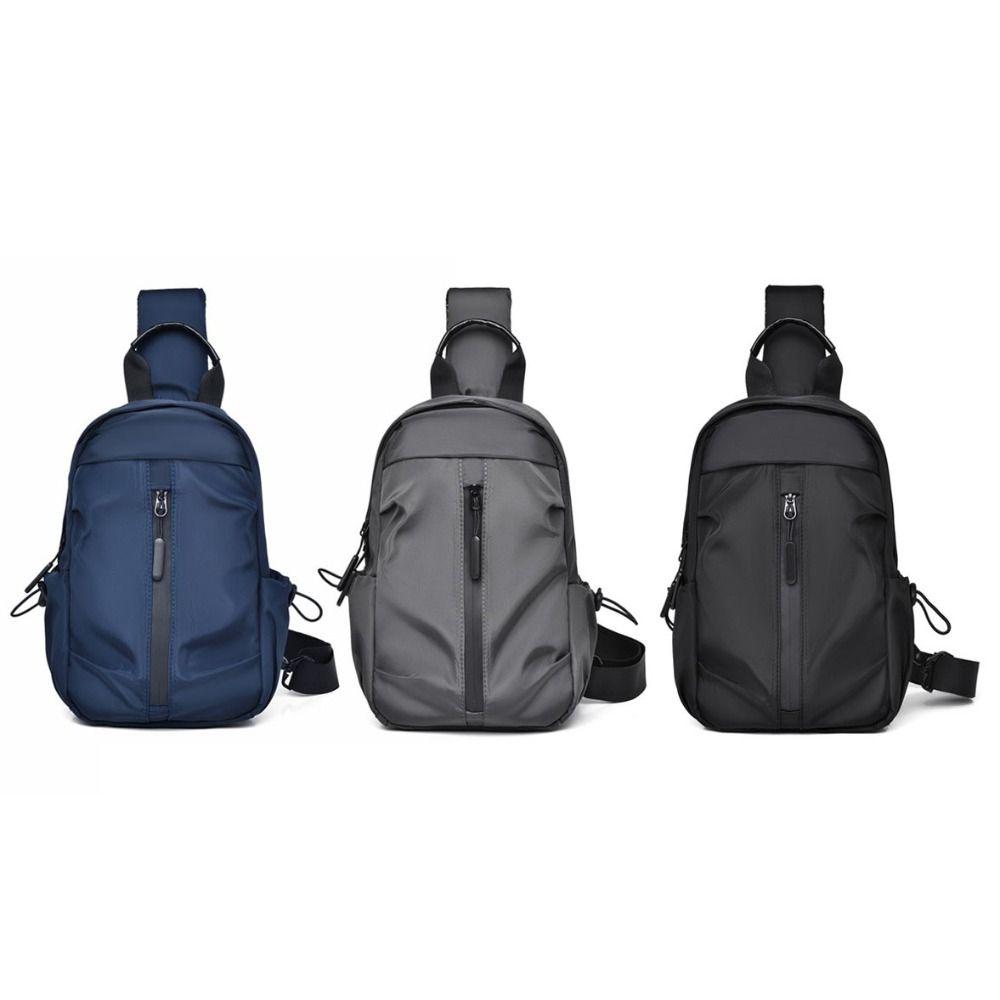 Multifunction Sports Crossbody Bag Solid Color Nylon Shoulder Bag Casual Men's Chest Bag  Fitness