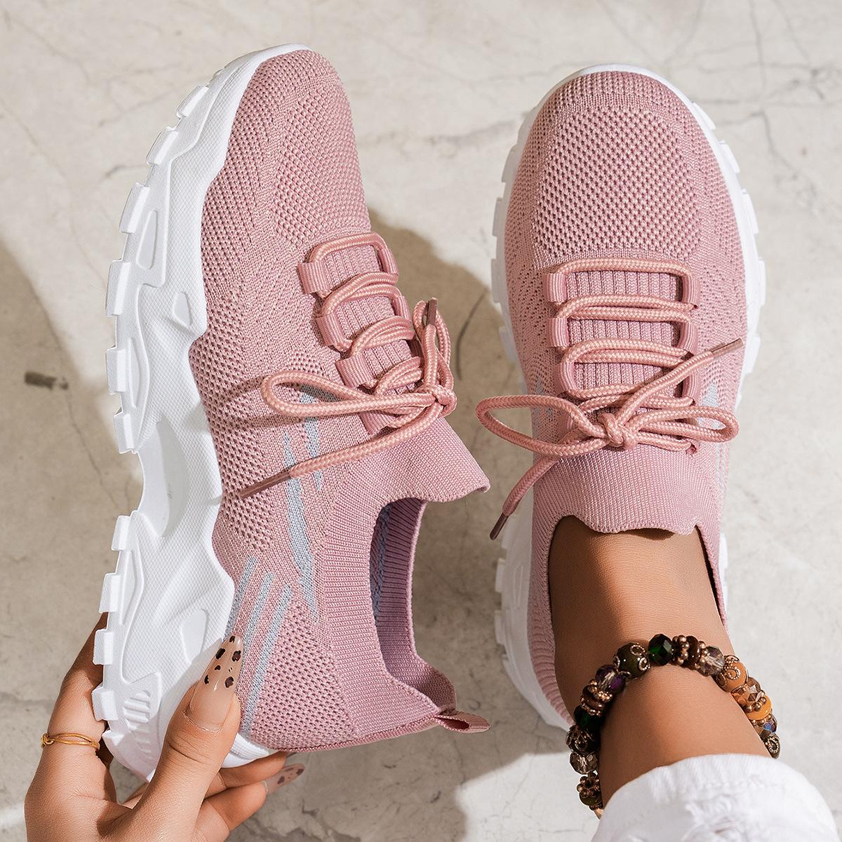 

Женские модные кроссовки на шнуровке — дышащие и легкие кроссовки с низким верхом, удобная обувь для ходьбы 43 розовый